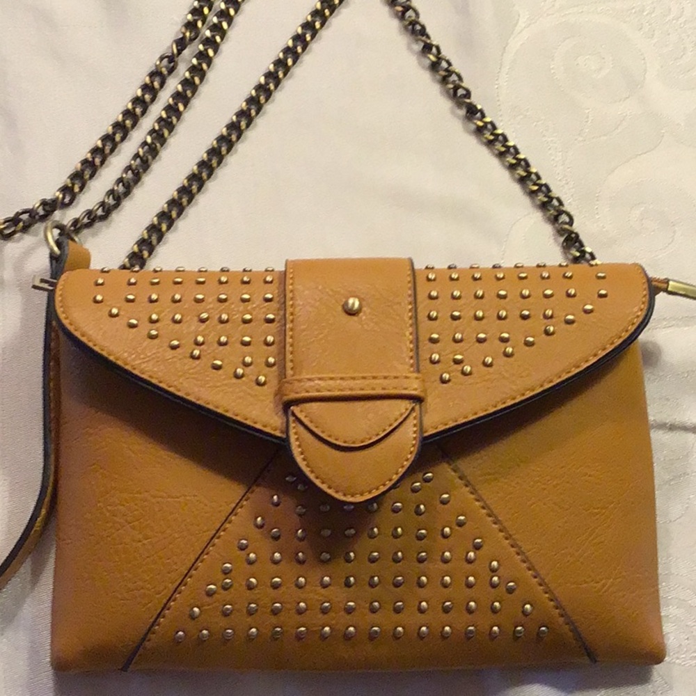 Pleather gold studded handbag